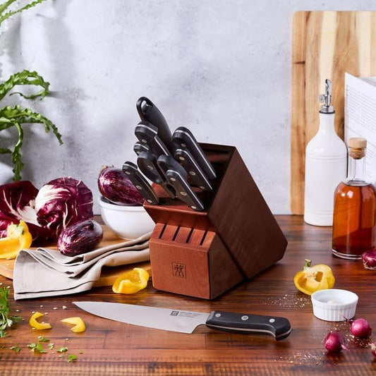ZWILLING Gourmet 10-Piece Razor-Sharp German Knife Block Set, Made in Company-Owned German Factory with Special Formula Steel perfected for almost 300 Years, Dishwasher Safe, Acacia Block