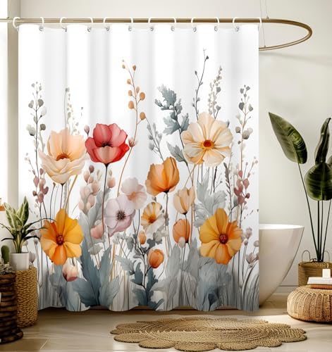 Bathroom Shower Curtain Cute Cortinas para Baño 72 x 72, Wildflower