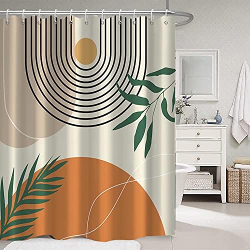 Mid Century Shower Curtain with Hook for Bathroom 72x78 Inch