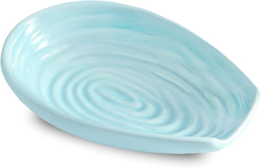 Hasense Spoon Rest for Stove Top, Porcelain Spoon Rest for Kitchen Counter, Heat-Resistant Cooking Ladle Holder for Counter, Ceramic Spoon Holder Utensil Rest for Spatula and Tongs, Teal