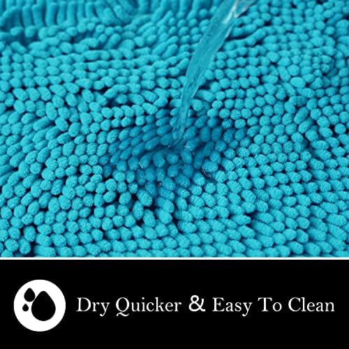 Bathroom Rugs Chenille Bath mat 2 Piece Set, Super Absorbent, PVC Non Slip Backing, Bath mats for Bathroom, Plush Shaggy, Thick, Machine Washable, Bathtub, Shower, Toilet.(Light Blue)