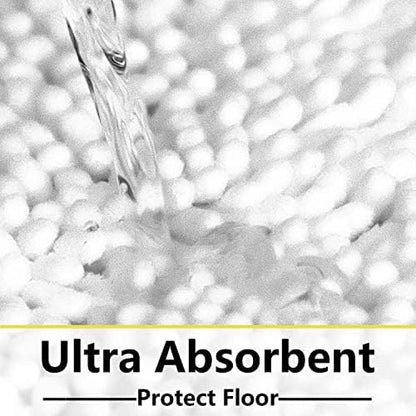White Bathroom Rugs Chenille 3-Piece Extra Soft and Absorbent Shag White Bath Mat, Machine Wash Mat, Strong PVC Non-Slip Underside, Plush Carpet Mats