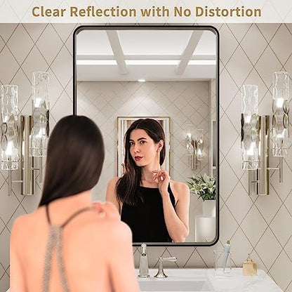 LOAAO 20X30 Inch Black Metal Framed Bathroom Mirror