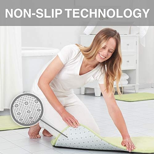 Memory Foam Bath Mat Non Slip Absorbent Super Cozy Velvet Bathroom Rug Carpet (22 inches X 42 inches, Lime)