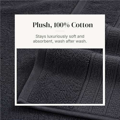 Modern Threads 6 Piece Bath Towel Set – Bathroom Towel Set with 2 Bath Towels, 2 Hand Towels & 2 Washcloths – 100% Cotton, Soft & Absorbent – Classic Border Stripe (Gray)