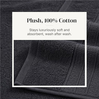 Modern Threads 6 Piece Bath Towel Set – Bathroom Towel Set with 2 Bath Towels, 2 Hand Towels & 2 Washcloths – 100% Cotton, Soft & Absorbent – Classic Border Stripe (Gray)