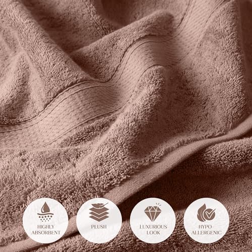 Superior Egyptian Cotton Plush Absorbent, Bath Towel Set of 2, Muted Mauve