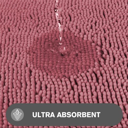 Bathroom Rugs 36 x 60 Inch – Extra Large Bath Mat | Absorbent and Washable Thick Chenille Bath Rugs Non-Slip Runner Rug for Bathroom, Shower, Tub(Dusty Rose)