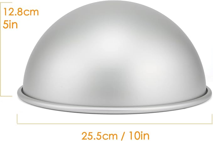 10 Inches Dome Cake Pan, Football Cake Pan, Hemisphere, DIY 3D Soccer Birthday Pan, Aluminum Cake Mold Nonstick Baking Tool (10 inch)