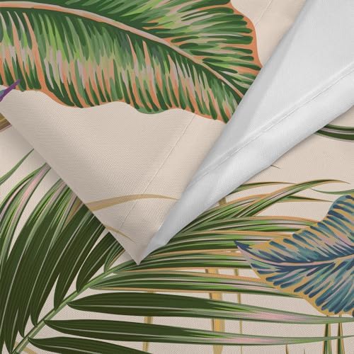Tropical Shower Curtain, Colourful Leaves Floral Palm Leaf Hawaiian Botanical Plant Bathroom Curtain, Waterproof Cloth Fabric Bath Curtain with Hooks 72 x 72 inch