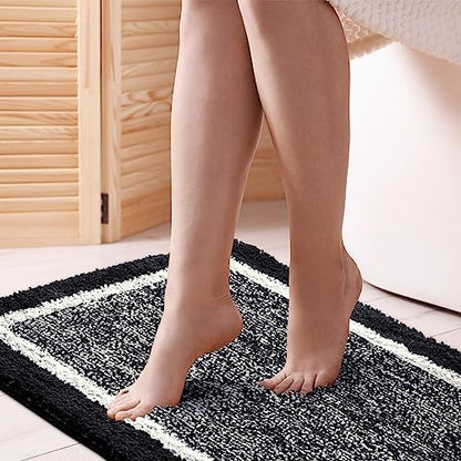 CozeCube Jet Black Bath Mat 32"x20" Non Slip Washable Rug