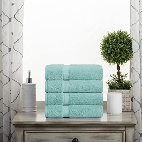 SUPERIOR Egyptian Cotton Plush & Absorbent, Hand Towel Set of 4, Turquoise