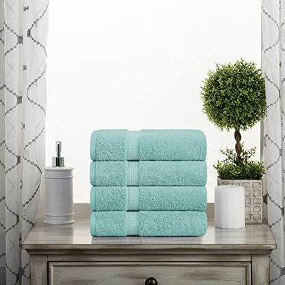SUPERIOR Egyptian Cotton Plush & Absorbent, Hand Towel Set of 4, Turquoise