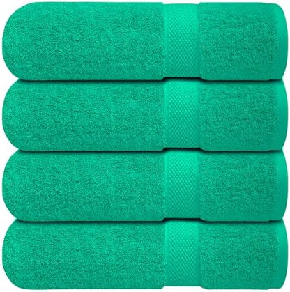 Infinitee Xclusives 100% Ring-Spun Cotton Bath Towels for Bathroom - Pack 4