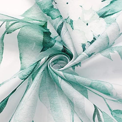 Gibelle Teal Eucalyptus Shower Curtain, Watercolor Floral Print, 60x72