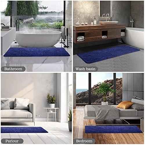 Yeaban Chenille Royal Blue Bathroom Runner Rug 24"x72"