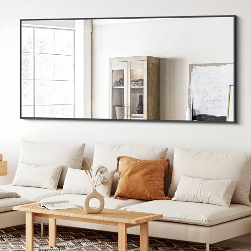 BONEWEI Bathroom Mirror,30x60 inch Large Wall Mirror for Bathroom Wall Mounted Black Rectangle Corner Mirrors,Black Bathroom Mirror for Living Room,Farmhouse,Bedroom Entryway,Horizontal/Vertical