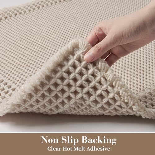 RESARE Waffle Bath Mat for Bathroom Non Slip Bathroom Rugs 18x30 Pale Beige