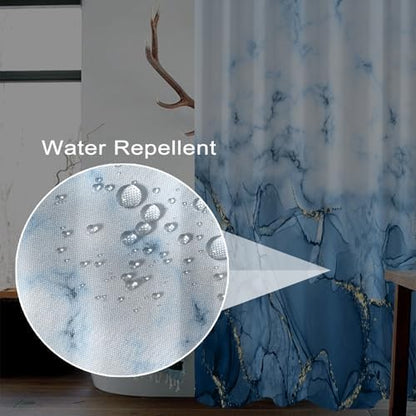 Light Blue Marble Waterproof Bathroom Shower Curtain 72x72 inches