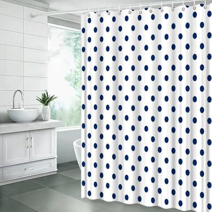 Polka Dot Shower Curtain Blue White Retro Spot Vintage Fabric Decorative Bathroom Curtains with Hooks,70" Wx75 H