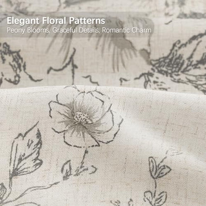 Farmhouse Floral Vintage Shower Curtain for Bathroom, Grey and Tan Taupe
