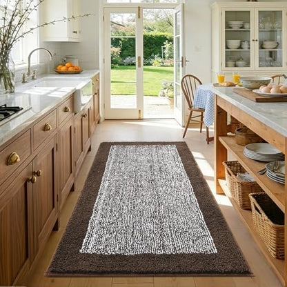 48x32 Large Bathroom Rugs Non Slip Washable, Soft Absorbent Bath Mat Brown