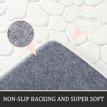YIHOUSE Bathroom Rugs Mat Set, Memory Foam Bath Mat 3 Piece White