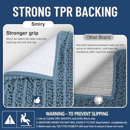 Smiry Bathroom Rugs 32X20, Extra Soft Rubber Backing Chenille Bath Mats