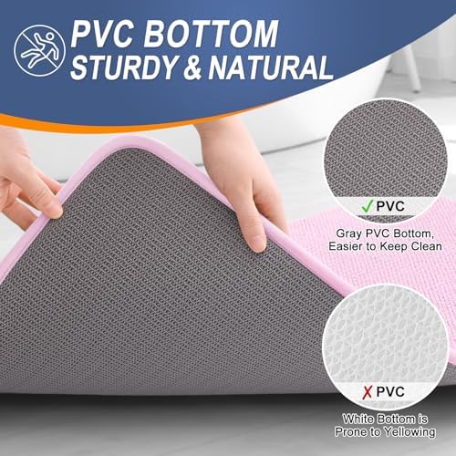 OLANLY Thick Memory Foam Small Bathroom Rug 24x16, Absorbent Bath Mat, Pink