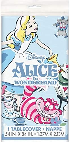 Unique Alice in Wonderland Party Supplies Bundle Pack Includes 2 Plastic Table Covers and 1 Dinosaur Sticker Sheet