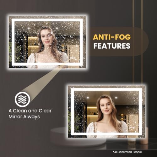LOAAO 50"X34" LED Bathroom Mirror with Lights, UL Listed