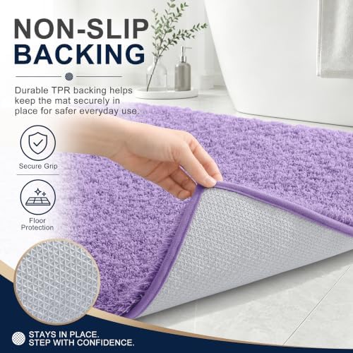 OLANLY Microfiber Bathroom Runner Rugs 47x24, Ultra Soft Bath Mat, Lavender