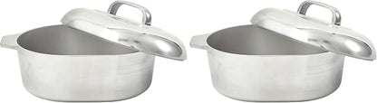 IMUSA 13in Cajun Cast Aluminum Oval Roaster with Lid, Durable Baking and Roasting Pan for Chicken, Meats, and Traditional Cooking (Pack of 2)