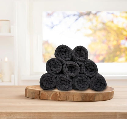 Premium 100% Cotton Hand Towels – Pack of 24, 16x27 Inch – Quick-Dry, Highly Absorbent Salon Towels for Hair Care, Gym, Spa & Bathroom – Black