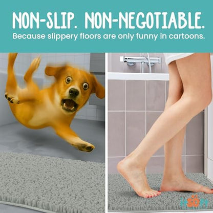 Standard Chenille Bath Mats 34"x21", Plush Absorbent Bath Mats Quick Dry, Soft & Machine Washable, Non Slip Carpet for Bathroom, Thick Bathroom Rugs, Shower Restroom Rug, Alfombras De Baño, Bathrugs