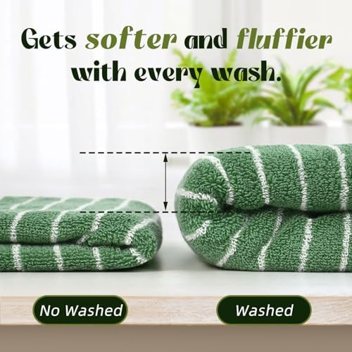 Jacquotha Hand Towels for Bathroom Green Striped - 2-Piece