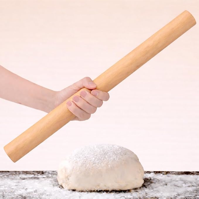 15.75 Straight Inch Rolling Pin – Smooth One-Piece Wooden Dough Roller for Baking, Cookies, Pizza Dough, Pie Crust, Fondant & Pastry