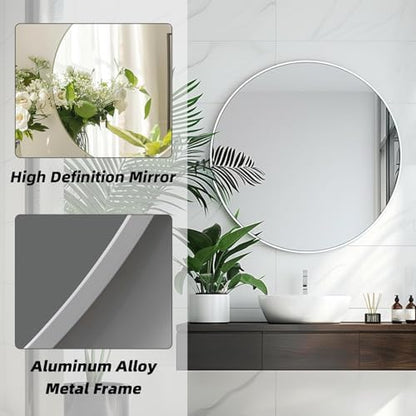 Round White Mirror 18 Inch, Matte White Frame, Small Circle Mirror