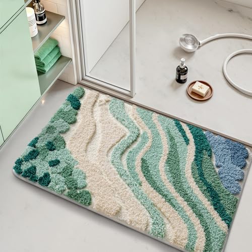 LUMI Beach Bathroom Rug 20x32, Soft Absorbent Bath Mat, Non Slip