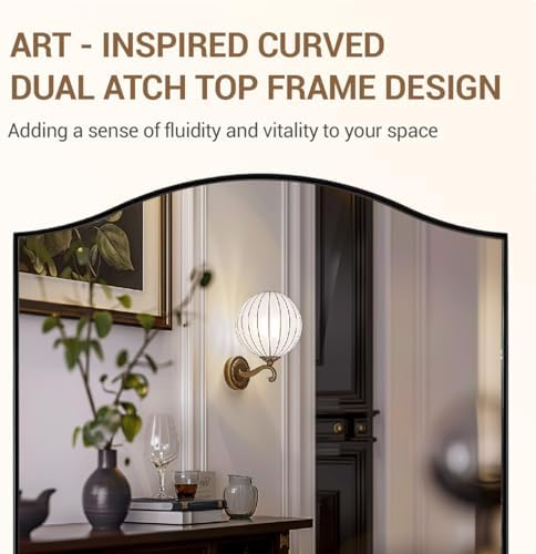ANDY STAR Black Bathroom Mirror, 20"x30" Scalloped Wall Mirror in Stainless Steel Metal Frame, Unique Vanity Mirror with Modern Curved Edge Design, Ideal for Bathroom, Bedroom, Entryway