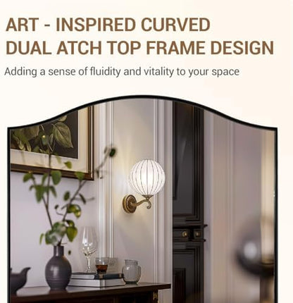 ANDY STAR Black Bathroom Mirror, 20"x30" Scalloped Wall Mirror in Stainless Steel Metal Frame, Unique Vanity Mirror with Modern Curved Edge Design, Ideal for Bathroom, Bedroom, Entryway