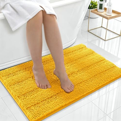 Smiry Thick Chenille Bathroom Rugs 36x24, Absorbent Bath Mat, Golden Yellow