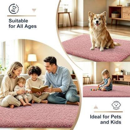 OLANLY Microfiber Bathroom Runner Rugs 47x24, Soft Bath Mat, Deep Rose