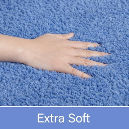 LOCHAS Bathroom Rug Runner 24x60 Inch, Bath Rugs Non Slip, Blue