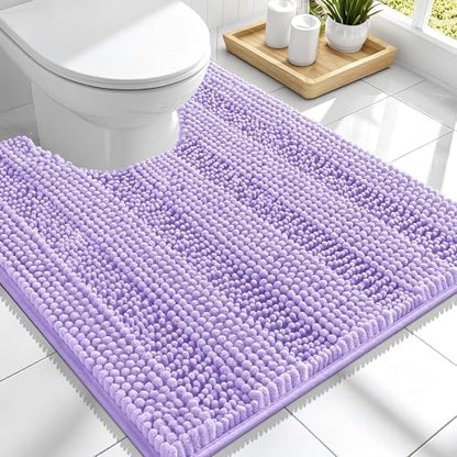 Smiry Thick Chenille Toilet Rugs U-Shaped 24x20, Soft Bath Mat, Lavender
