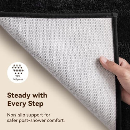 GRANNY SAYS Black Bathroom Rug 36" x 24", Non-Slip Microfiber Bath Mat