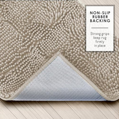 Hearth & Harbor Bathroom Rugs, Chenille Bath Mat - Machine Washable Bath Mats for Bathroom Non-Slip Backing Rubber, Quick Dry Bathroom Mat