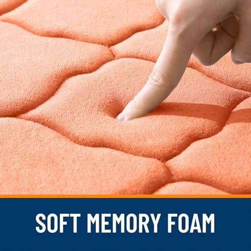 OLANLY Memory Foam Bath Mat Rug 44x24, Ultra Soft Bathroom Rugs, Peach