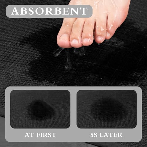 YIHOUSE Bathroom Rugs Thin Bath Mat Sets 5 Pieces Quick Dry,Black