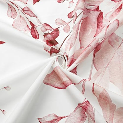 Gibelle Pink Eucalyptus Shower Curtain, Watercolor Floral Print, 72x84